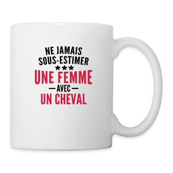 cadeau humour cheval / femme à cheval - Mug blanc - blanc - Droite