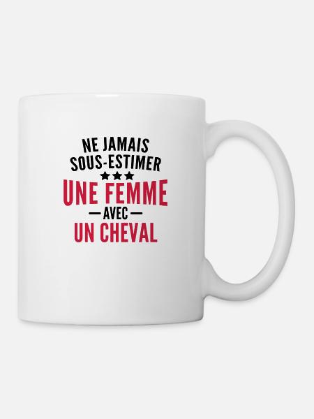 cadeau humour cheval / femme à cheval - Mug blanc - blanc