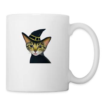Halloween Hexe Katze süß Gespenst okkult Katzen - Tasse - Weiß - Rechts