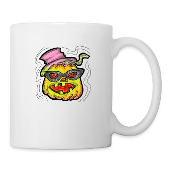 Scary Halloween pumpkin monster face head. - Mug - white - Right