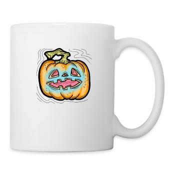 Scary Halloween pumpkin monster face head. - Mug - white - Right