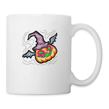 Scary Halloween pumpkin monster face head. - Mug - white - Right