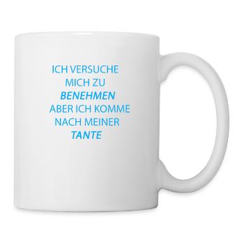benehmen Tante hellblau - Tasse - Weiß - Rechts