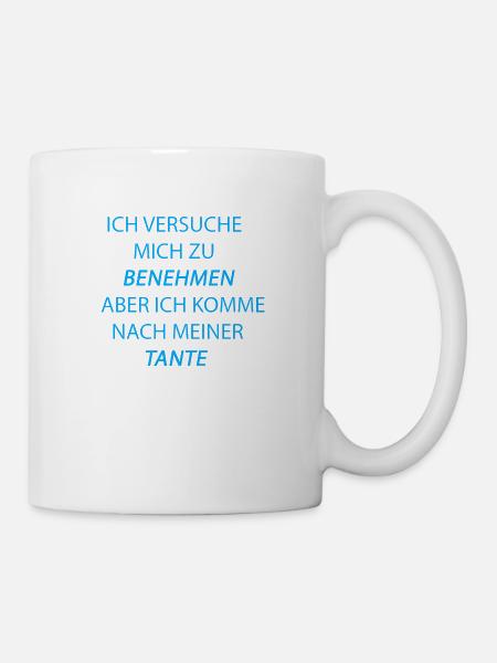 benehmen Tante hellblau - Tasse - Weiß