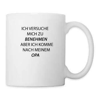 benehmen opa schwarz - Tasse - Weiß - Rechts