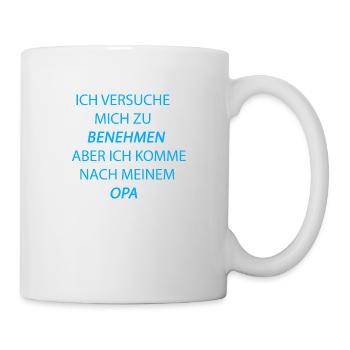 benehmen opa hellblau - Tasse - Weiß - Rechts