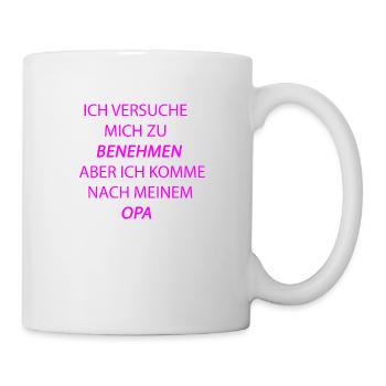 benehmen opa pink - Tasse - Weiß - Rechts