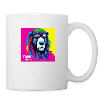 The yellow pink Bär - Tier Porträt Pop Art Style - Tasse - Weiß - Rechts