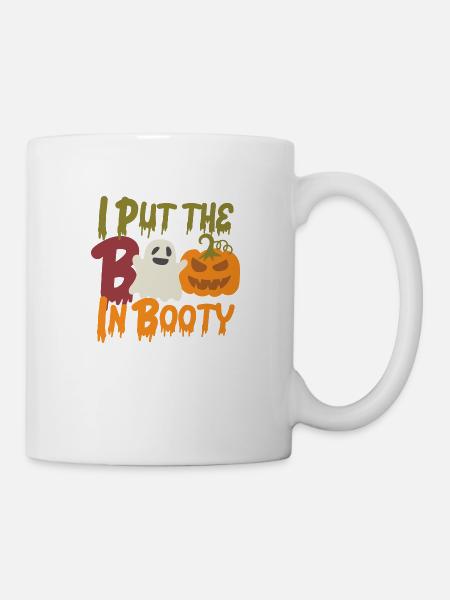 Conception mignonne d’Halloween, Boo, Butin, Fantôme, Citrouille - Mug blanc - blanc