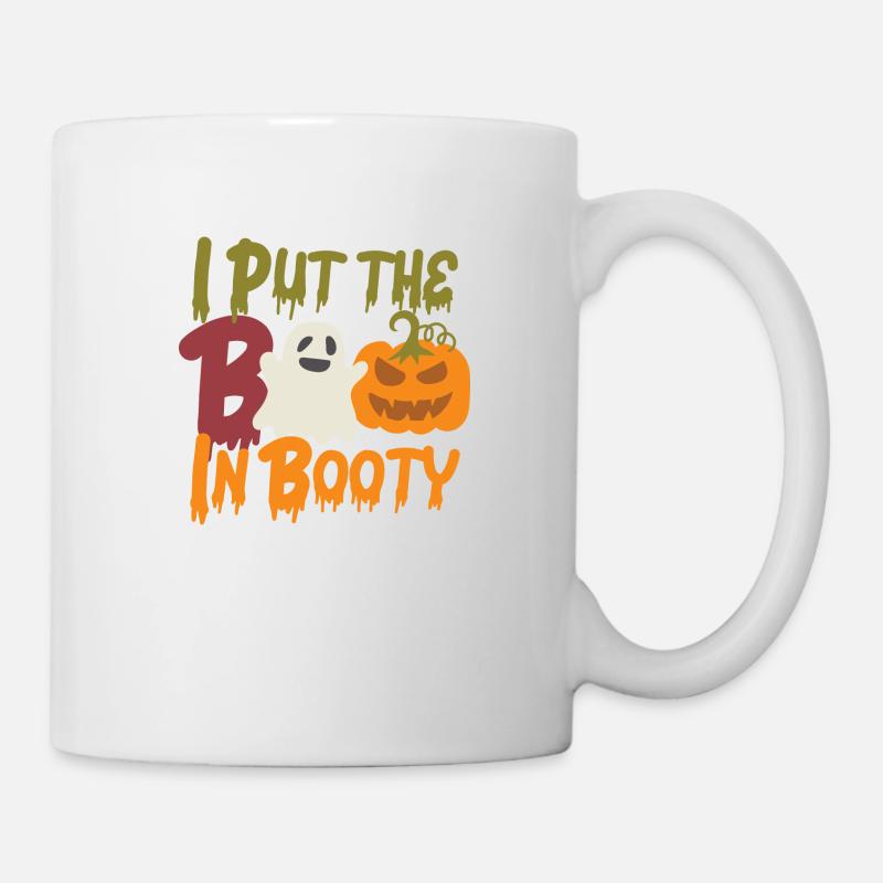 Cute Halloween Design, Boo, Booty, Ghost, Pumpkin - Mug - white
