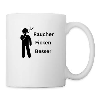 Raucher ficken besser - Lustiges Geschenk - Tasse - Weiß - Rechts
