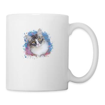 cat, colorful, watercolor, art, painting, graffiti, yellow - Mug - white - Right