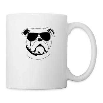 Chiens bouledogues avec lunettes de soleil vecteur cool - Mug blanc - blanc - Droite