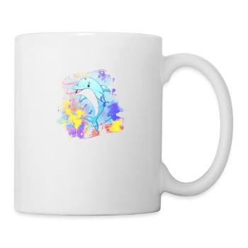 Dolphin Splash Grunge Colorful Animal Fish Water Sea - Mug - white - Right