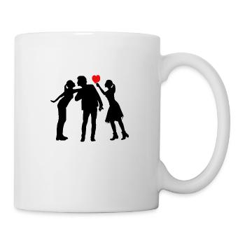 Polyamory: three people in love - Mug - white - Right
