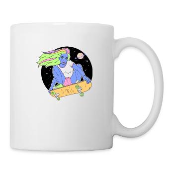 Alien skater girl in space - Mug - white - Right