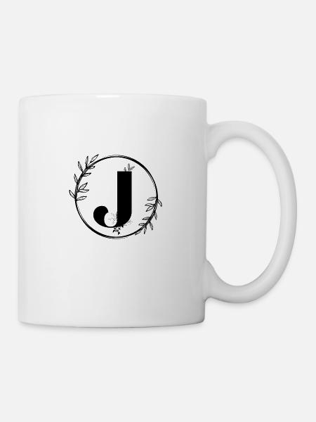 Brief J Blumen - Tasse - Weiß