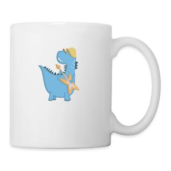 Dinosaure bleu rocker guitar electrique - Mug blanc - blanc - Droite