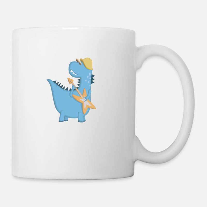 Dinosaure bleu rocker guitar electrique - Mug blanc - blanc