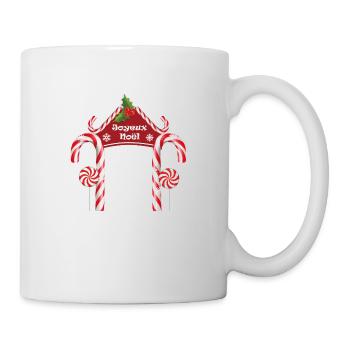 Joyeux Noel porte sucre d'orge avec houx - Mug blanc - blanc - Droite