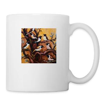 Vögel sitzen auf den Ästen eines Baumes - Tasse - Weiß - Rechts