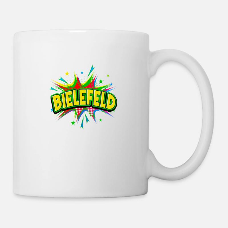 Bielefeld Deutschland Stadt Pop Art Comic Kunst - Tasse - Weiß