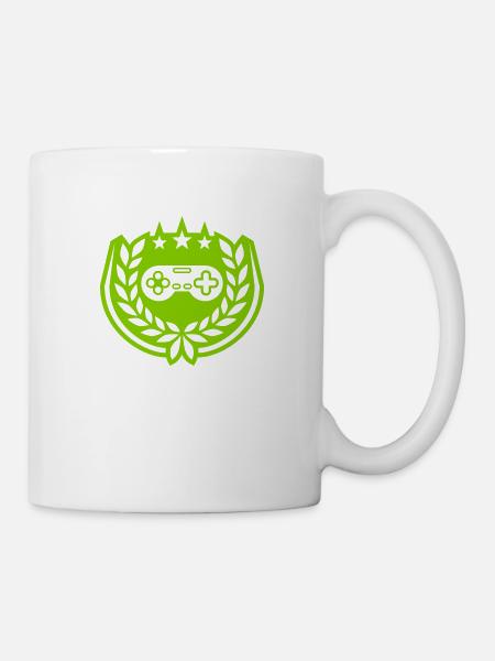 Retro Controller Sterne Lorbeerkranz - Tasse - Weiß