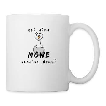 Möwe Nordsee Ostsee Urlaub Moin Strand Vogel Küste - Tasse - Weiß - Rechts