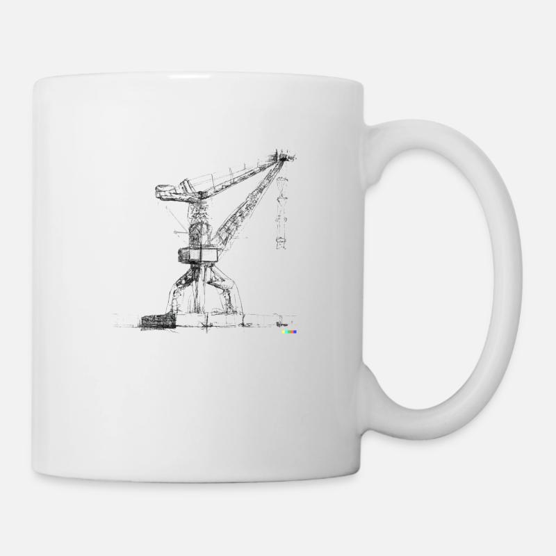 Dessin de grue portuaire - Mug blanc - blanc