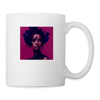 Beautiful african Woman black red portrait motifs - Mug - white - Right
