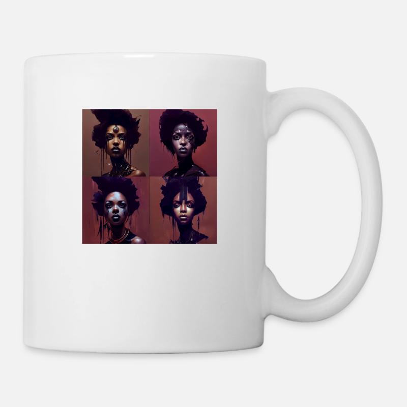 Collage de portraits de beauté africains2 MOTIFS - Mug blanc - blanc