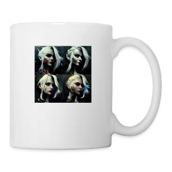 Futuristic Girl weiße Haarcollage - Tasse - Weiß - Rechts