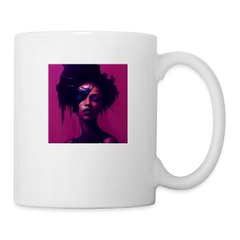 Beautiful african Woman black red portrait motifs - Mug - white - Right