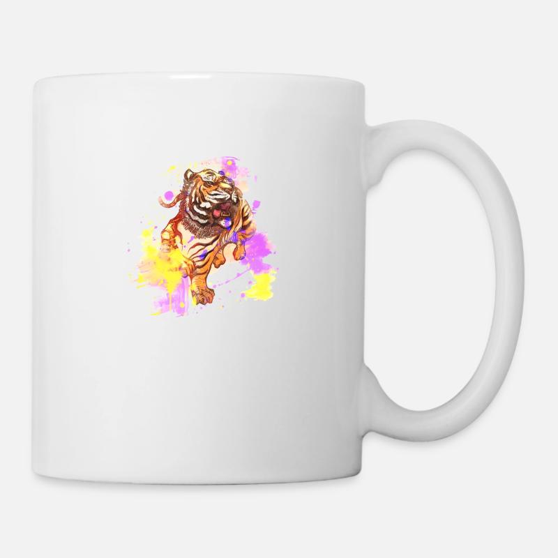 Tiger Splash Grunge Colorful Animal Predator Art - Mug blanc - blanc