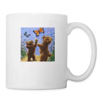 Teddy Bären Fangen Schmetterlinge - Tasse - Weiß - Rechts