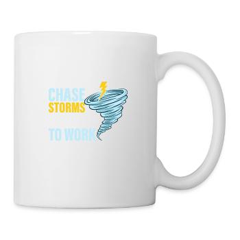 Né pour chasser les tempêtes forcées de travailler Météorologie W - Mug blanc - blanc - Droite
