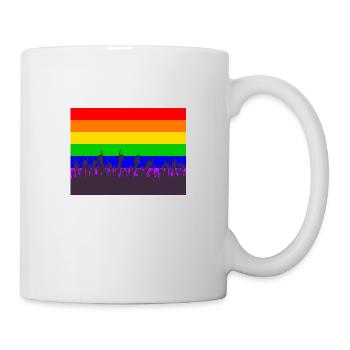 LGBT Regenbogen Transgender Flagge mit winkenden Händen - Tasse - Weiß - Rechts