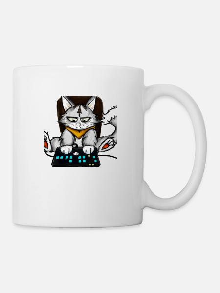 Chat jouant à des jeux informatiques Comic - Mug blanc - blanc