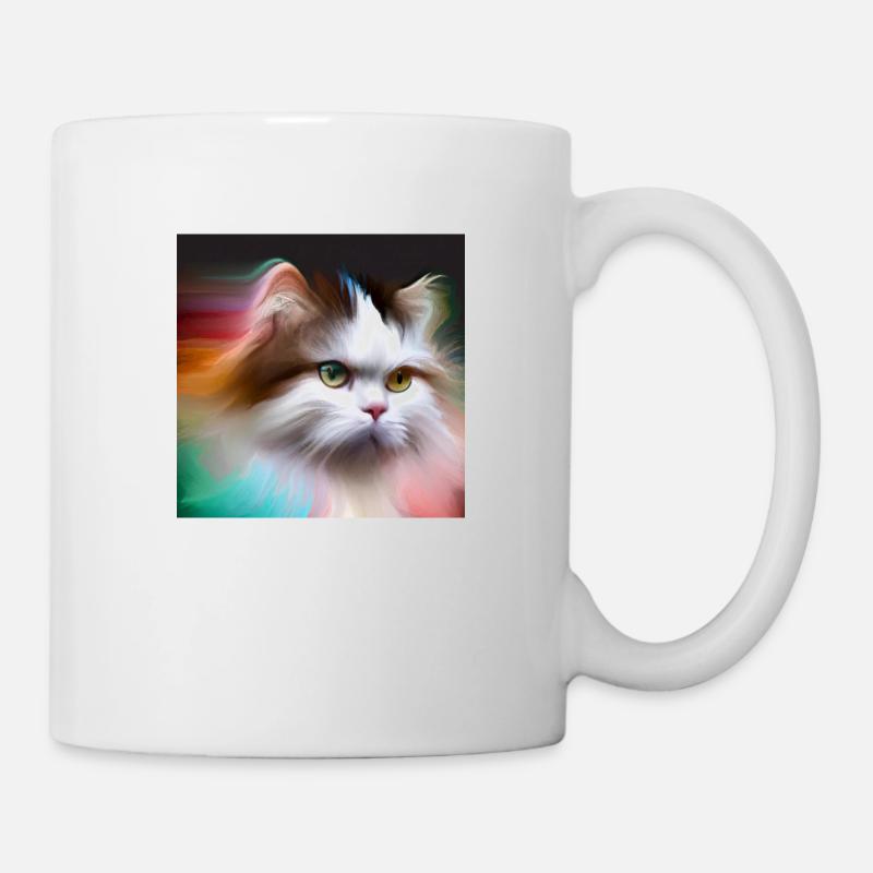 Cute Cat in Digital Art - Mug - white