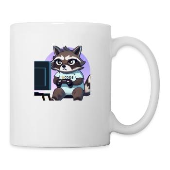 racoon playing computer games - Tasse - Weiß - Rechts