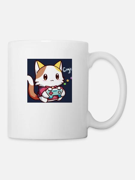 kaweii cat playing computer games - Tasse - Weiß