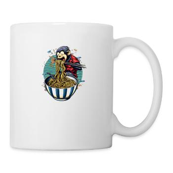 Süßer Affe genießt Ramen Nudeln Design - Tasse - Weiß - Rechts