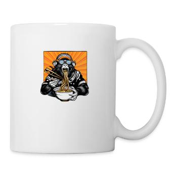Swag Affe genießt Ramen Nudeln Design - Tasse - Weiß - Rechts