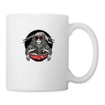 Hipster Affe genießt Ramen Nudeln Design - Tasse - Weiß - Rechts