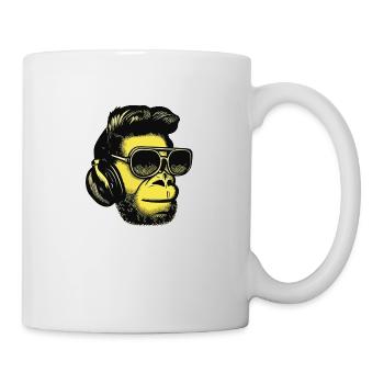 Monkey listening to music with headphones - Mug - white - Right