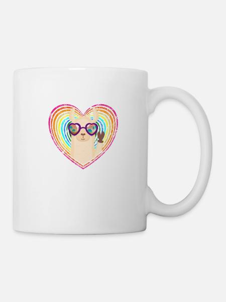 Alpaca view for a heart-shaped holiday - Mug - white