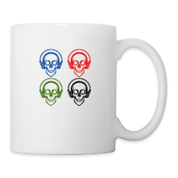 Crânes écoutant de la musique avec des écouteurs - Mug blanc - blanc - Droite