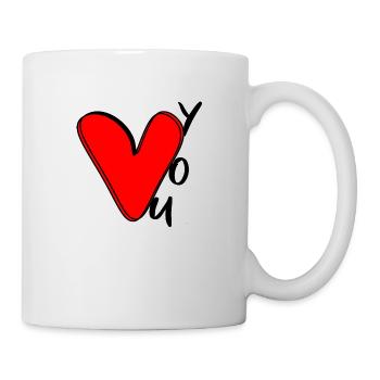 cœur rouge amour couple cadeau saint valentin - Mug blanc - blanc - Droite