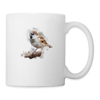Heimische Gartenvögel Spatz - Tasse - Weiß - Rechts