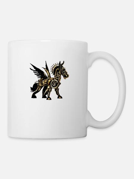 Steampunk Pferd - Tasse - Weiß